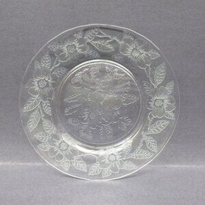 MacBeth Evans Depression Glass Crystal DOGWOOD Apple Blossom 8 In Luncheon Plate